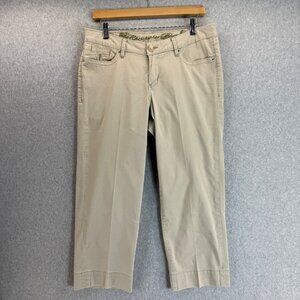 Christopher Blue‎ Womens Cropped Khaki Tan Pants Classic Casual Capri Size 10